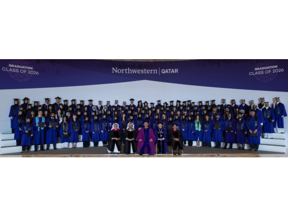 The Class of 2026 at Northwestern University in Qatar’s 15th annual graduation ceremony, held at Raffles Doha yesterday. 