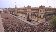 Handout picture released by Mexico's presidency press office showing fans of South Korea's K-pop band BTS in front of the Palacio Nacional in Mexico City on May 6, 2026. Photo by HANDOUT / MEXICO'S PRESIDENCY PRESS OFFICE / AFP