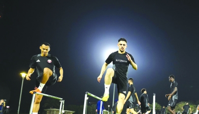 Qatar players during a training session.