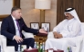 Ambassador of Ukraine to Qatar H E Andrii Kuzmenko with First Vice Chairman of QC Mohamed bin Ahmed bin Twar Al Kuwari during the meeting.