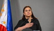 (FILES) Philippine Vice President Sara Duterte announces her intention to run for the country's presidency in 2028 during a press conference in Mandaluyong, Metro Manila on February 18, 2026. (Photo by Jam STA ROSA / AFP)