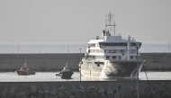 Evacuation preparations are underway for the hantavirus-hit cruise ship MV Hondius at the Port of Granadilla on the island of Tenerife in Spain, May 10, 2026. (Xinhua/Cheng Min)