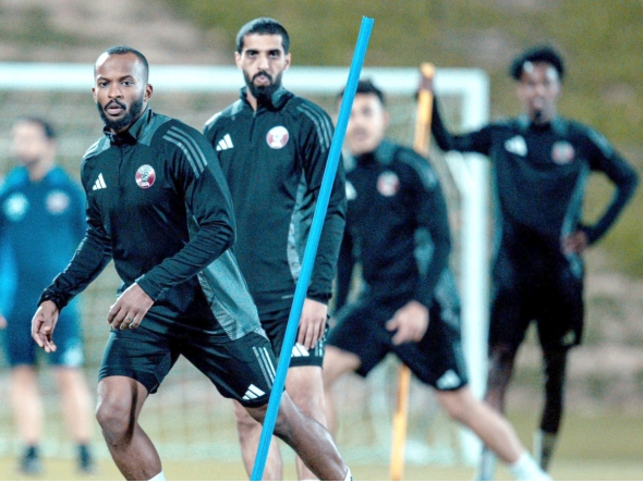 Qatar players during a training session.