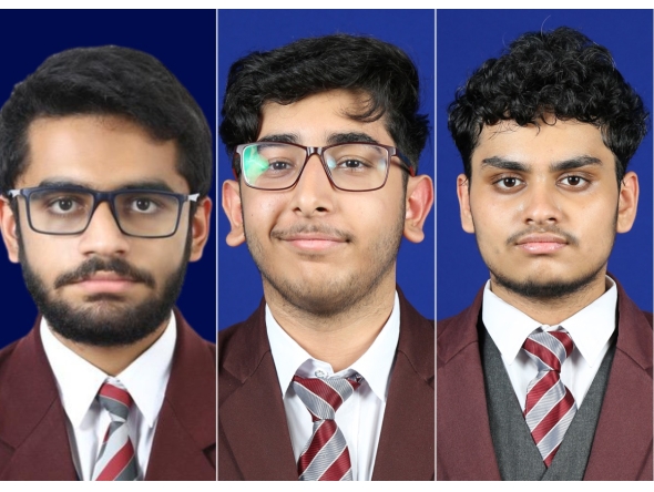 From left: Shubham Tejas Mehta, Advik Jain, and Priyansh Kailashchandra Nainwal