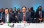 Minister of Municipality H E Abdullah bin Hamad bin Abdullah Al Attiyah with Qatar’s delegation participating in the forum.