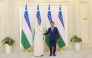 Minister of State for Foreign Trade, H E Dr. Ahmed bin Mohammed Al-Sayed with Minister of Foreign Affairs of Uzbekistan H E Bakhtiyor Saidov.