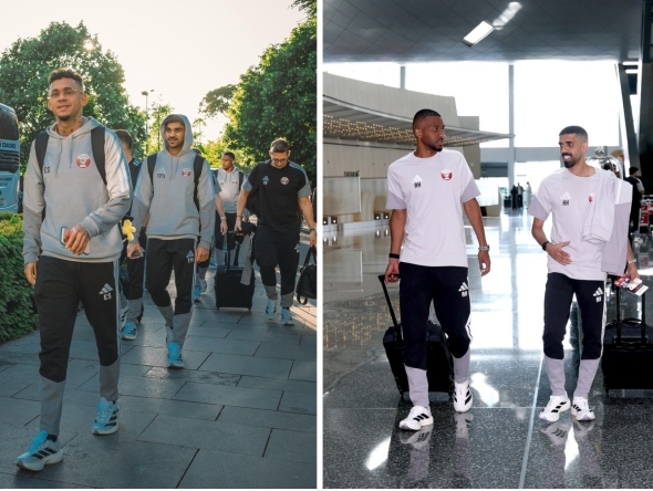 Qatar players arrive in Dublin. 