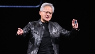 Nvidia CEO Jensen Huang introduces a new chip for Windows laptops during his keynote speech at Computex 2026 in Taipei on June 1, 2026. (Photo by I-HWA CHENG / AFP)