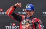 Team Ducati Lenovo Team's Marc Marquez celebrates winning the Sprint competition at the Balaton Park Circuit in Balatonfokajar, Hungary, on June 6, 2026, ahead of the Hungarian Motorcycle MotoGP Grand Prix. (Photo by FERENC ISZA / AFP)
