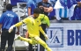 Qatar goalkeeper Mahmoud Abunada in action during the match against El Salvador on Saturday.  