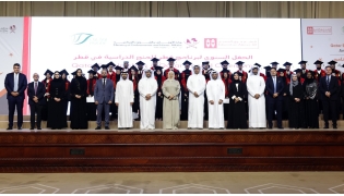 Minister of Education and Higher Education H E Lolwah bint Rashid bin Mohammed Al Khater and other officials with Qatar Scholarships Programme graduates. PIC: Rajan Vadakkemuriyil / The Peninsula