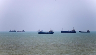 Vessels are seen anchored in Bandar Abbas along the Strait of Hormuz.  (Photo by AmirHossein Khorgooei/ ISNA / AFP) /