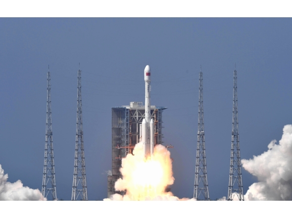 A modified version of the Long March-7 rocket carrying a new communication technology test satellite blasts off from the Wenchang Space Launch Site in south China's Hainan Province, June 23, 2026. Launched at 10:10 a.m. (Beijing Time) aboard the rocket, the satellite has successfully entered its preset orbit. (Xinhua/Yang Guanyu)
