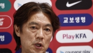South Korea's head coach Hong Myung-bo gives a press conference at Chivas Verde Valle in Guadalajara, Mexico on June 25, 2026, during the 2026 World Cup football tournament. (Photo by Ulises RUIZ / AFP)
