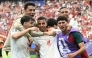 Morocco's midfielder #08 Azzedine Ounahi celebrates scoring his team's second goal with teammates during the 2026 World Cup round of 16 football match between Canada and Morocco at the Houston Stadium in Houston on July 4, 2026. (Photo by RONALDO SCHEMIDT / AFP)