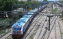 Indian Railways' hydrogen-powered train runs through Haryana's Gohana city on July 17, 2026. (Photo by Arun Sankar / AFP)