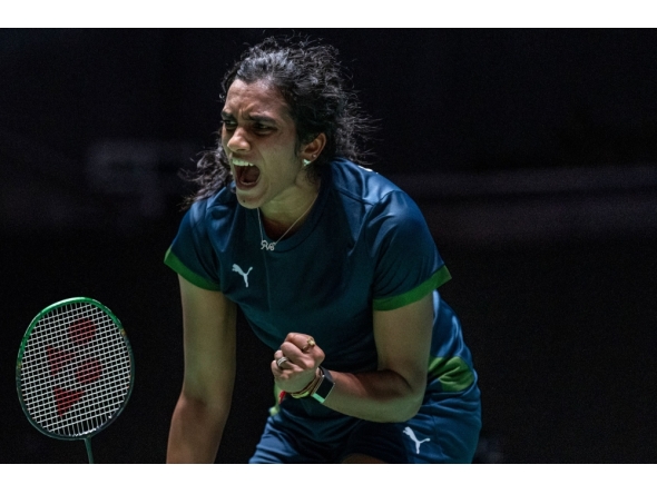 India's Pusarla Venkata Sindhu reacts on a point against Japan's Akane Yamaguchi in Tokyo on July 19, 2026. (Photo by Yuichi Yamazaki / AFP)