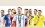 FROM LEFT:  Kevin De Bruyne, Luka Modrić, Mohamed Salah, Lionel Messi, Cristiano Ronaldo, Neymar, Manuel Neuer and James Rodriguez (AFP) 