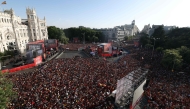 Spain fans pack Cibeles Square in Madrid.