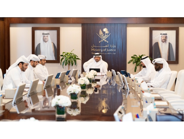 Minister of Justice and Minister of State for Cabinet Affairs H E Ibrahim bin Ali Al Mohannadi presiding over  the Committee's meeting yesterday.