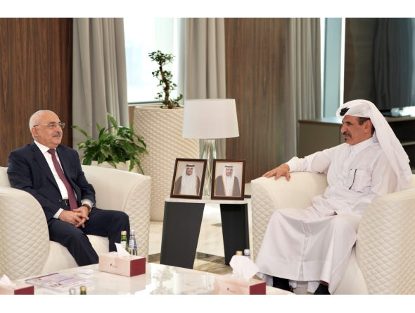 First Vice-Chairman of Qatar Chamber (QC), Mohammed bin Twar Al Kuwari with Ambassador of the Republic of Azerbaijan to the State of Qatar, H E Dr. Adish Mammadov.