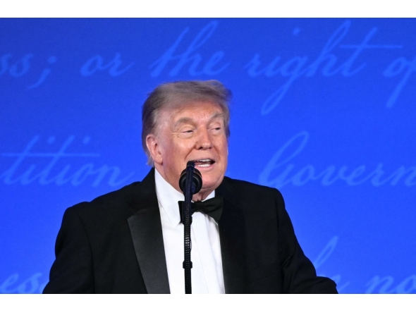 US President Donald Trump speaks during the 2026 White House Correspondents' Association (WHCA) Dinner at the Waldorf Astoria in Washington, DC, on July 24, 2026. (Photo by Mandel NGAN / AFP)