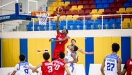 Action during the match between Oman and Kuwait.