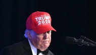US President Donald Trump wears a 