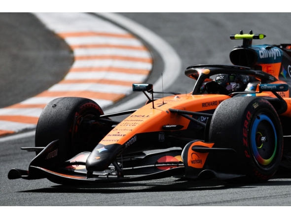 McLaren's British driver Lando Norris drives during the Formula One Dutch Grand Prix at The Circuit Zandvoort, western Netherlands, on August 23, 2026. (Photo by SIMON WOHLFAHRT / AFP)