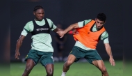 Qatar SC players in action during a training session. 