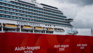 The Costa Serena is seen at the Port of Nagoya yesterday.