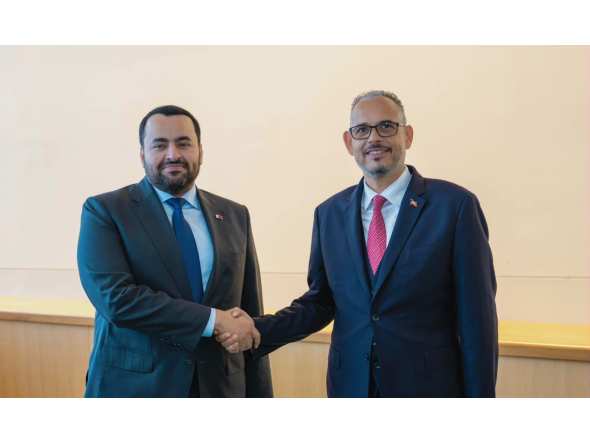 Prime Minister of Haiti H E Alix Didier Fils-Aime meeting Minister of State at the Ministry of Foreign Affairs H E Dr. Mohammed bin Abdulaziz bin Saleh Al Khulaifi.