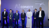 French Ambassador to Qatar, H E Arnaud Pescheux (center); CEO and Managing Partner of Artefact Middle East, Southeast Asia & India, Rahul Arya (third left); and other officials during the Artefact AI Connect Summit Doha 2026. (PIC: Ahmed Barakat/ The Peninsula)