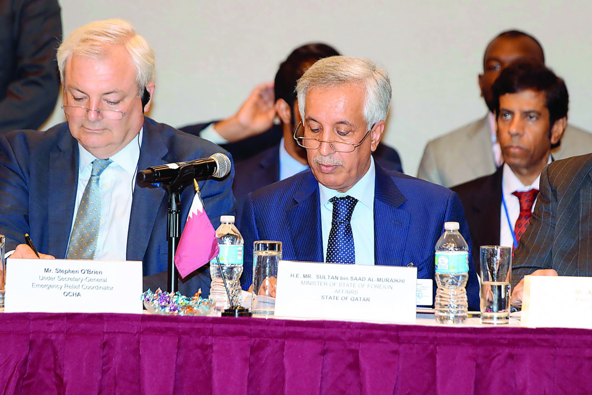 Minister of State for Foreign Affairs H E Sultan bin Saad Al Muraikhi announcing the launch of QUEST on the sidelines of the 71st session of the UN General Assembly in New York.
