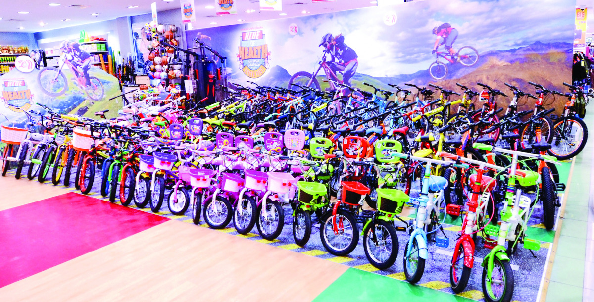 Different varieties of bicycles on display at Lulu.
