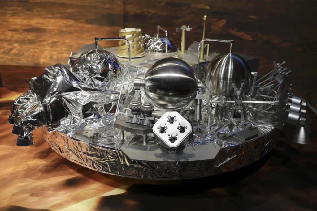 A full-size model of the European ExoMars entry, descent and landing module, Schiaparell is seen during a press conference at the European Space Agency (ESA) Headquarters in Darmstadt, Germany October 20, 2016. Reuters