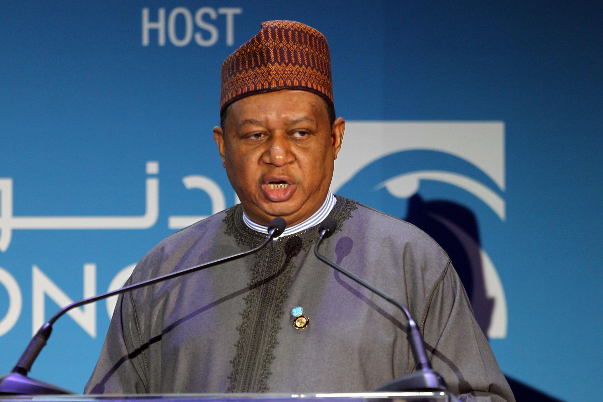 Secretary General of OPEC, Nigerian Mohammed Barkindo speaks during Abu Dhabi International Petroleum Exhibion and Conference (ADIPEC) on November 7, 2016, at the Abu Dhabi National Exhibition Centre. (AFP / NEZAR BALOUT) 