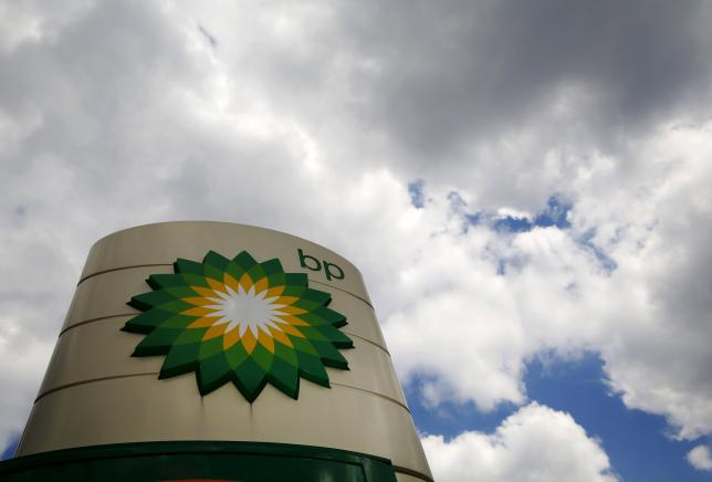 Signage for a BP petrol station is pictured in London in this file picture taken on July 29, 2014. (Reuters /Luke MacGregor)