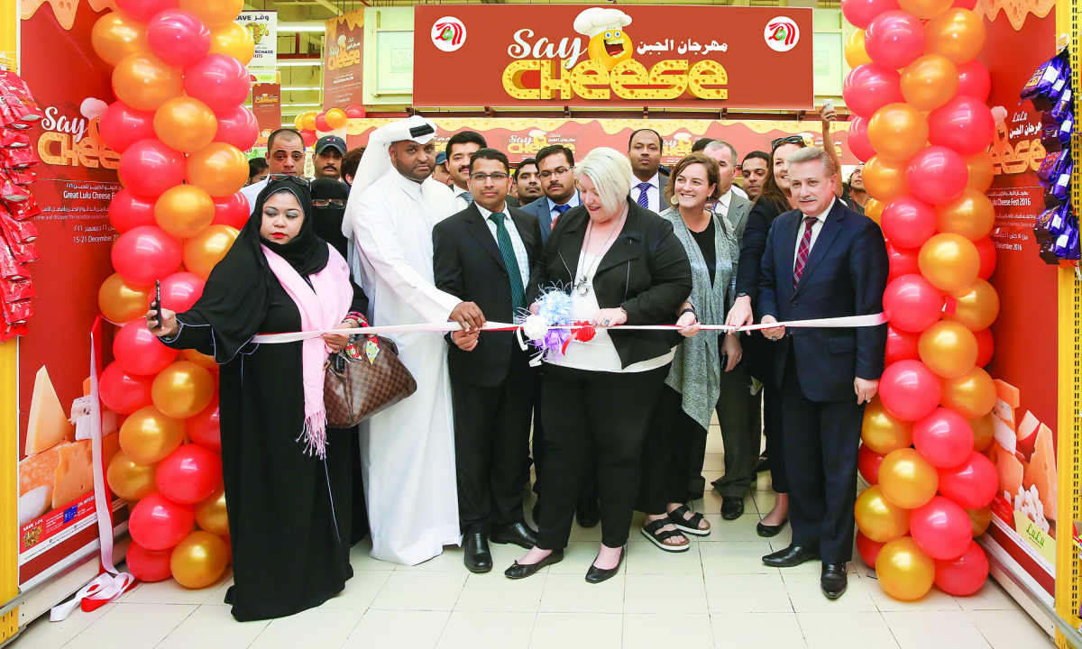 Rachel Morris, renowned cheese blogger, inaugurating the Great Lulu Cheese Fest 2016 at Lulu Hypermarket, Al Gharrafa, in the presence of Mubarak Farish, a member of Central Municipal Council, Shanavas P M, Lulu Regional Manager, other dignitaries and Lul