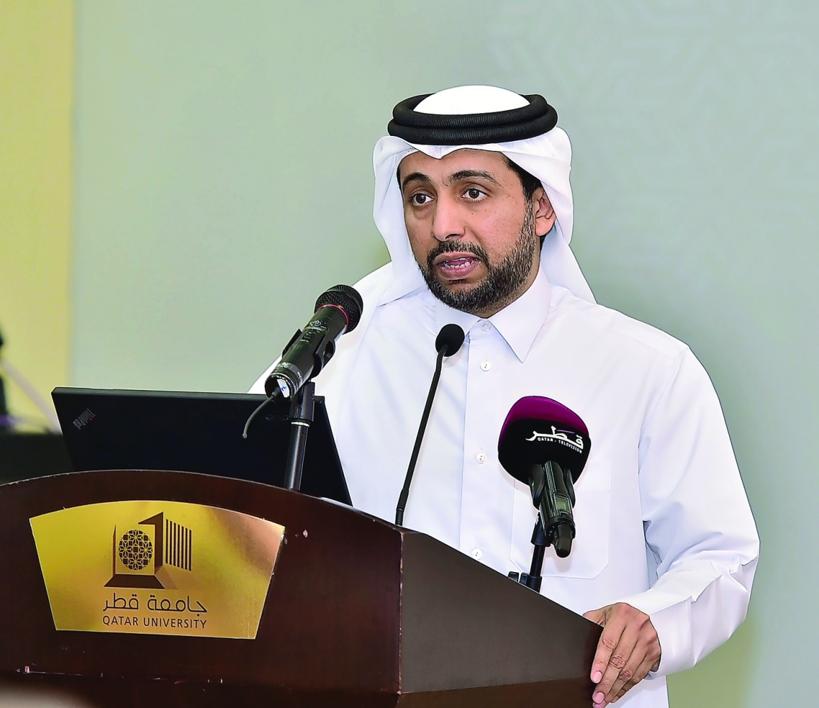 QU President Dr Hassan Al Derham speaking at the event.