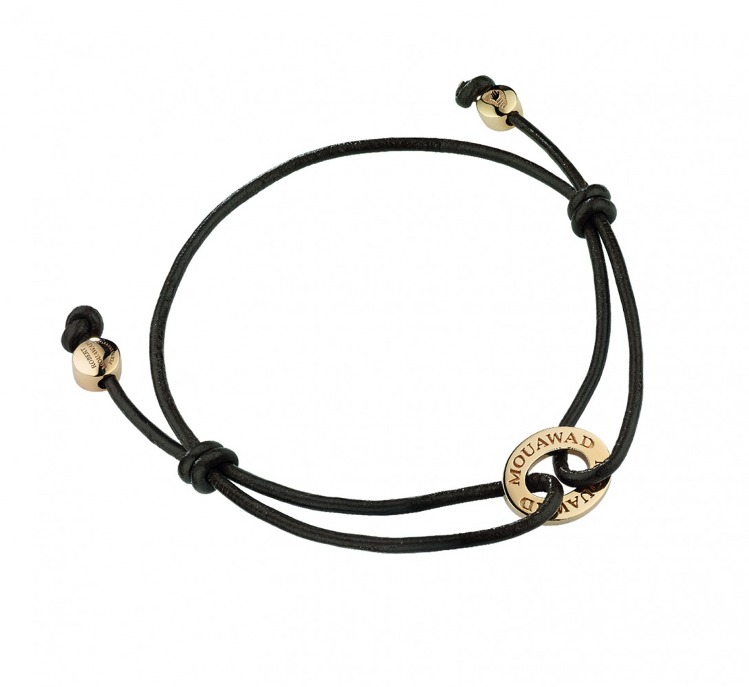 One of the bracelets for ‘Hand in Hand’ initiative crafted with 18-karat rose gold and leather.