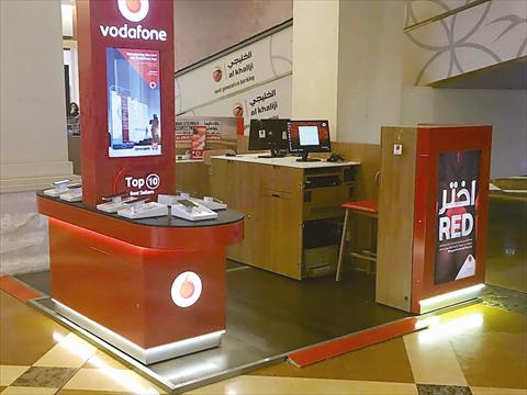 A Vodafone retail kiosk at The Pearl-Qatar’s Medina Centrale.
