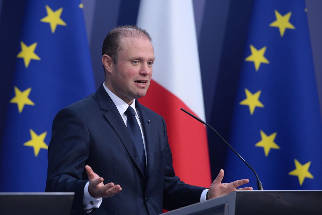 Prime Minister of Malta Joseph Muscat attends a press conference on January 11, 2017 in Valletta, Malta, to mark the start of the Maltese EU presidency.  AFP / Matthew Mirabelli
