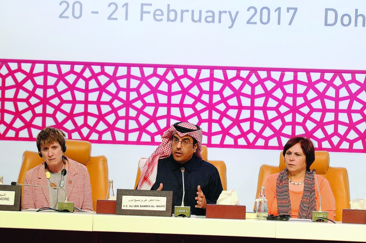 FROM LEFT: Kate Gilmorem, United Nations Deputy High Commissioner for Human Rights; Dr Ali bin Sumaikh Al Marri, Chairman of the National Human Rights Committee, and Randa Siniora, Women’s Centre for Legal Aid and Councelling’s General Director, at the co