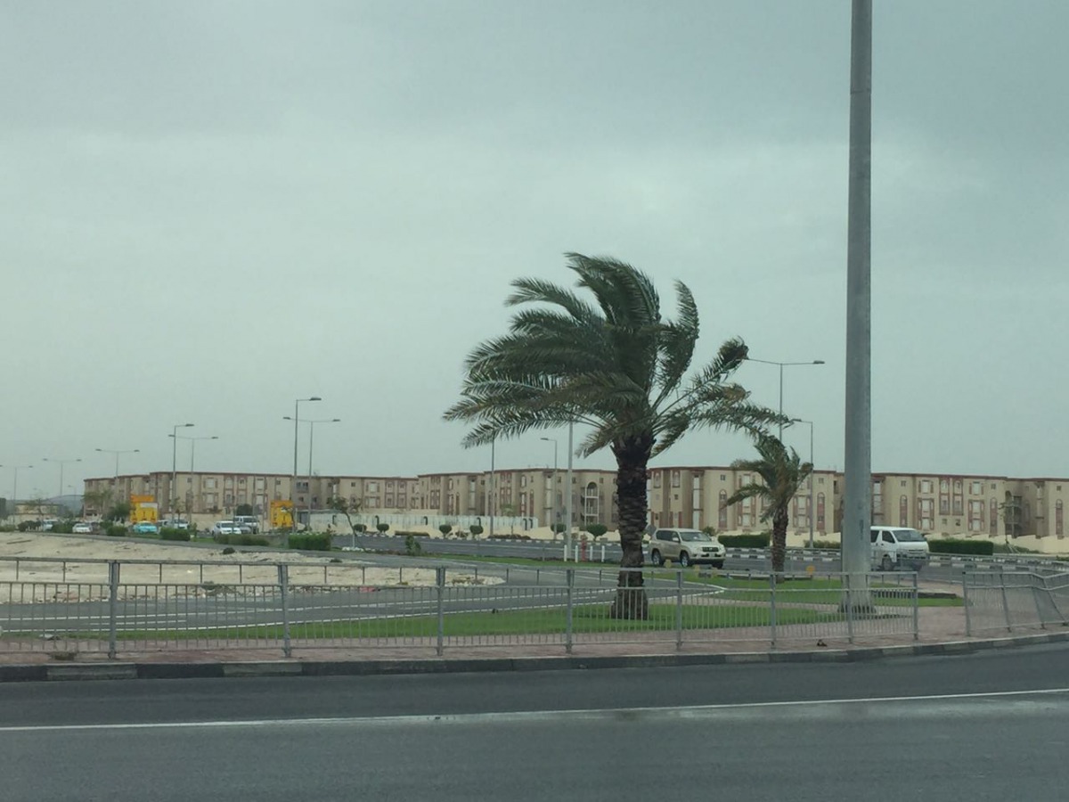 Early morning picture of strong wind blowing near upcoming Naufar Hospital in Mesaimeer.  Mohamad Bwary © The Peninsula