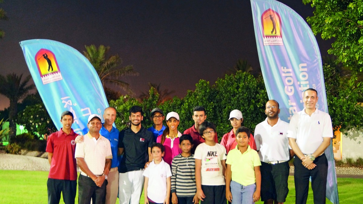 The podium winners at the Qatar Golf Association tournament at Doha Golf Club.