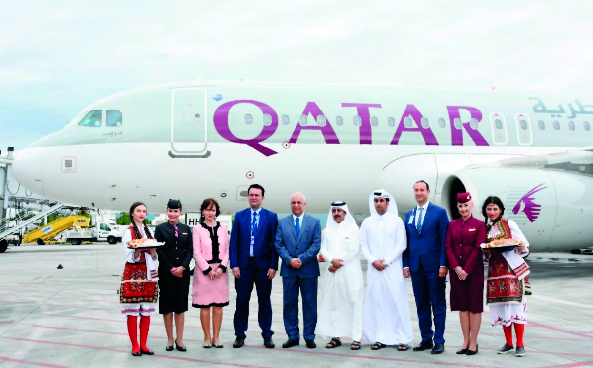 Qatar Airways and Macedonian officials at Skopje’s Alexander the Great Airport.