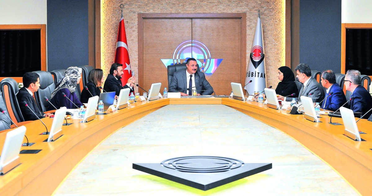 The QNRF delegation with senior figures from TUBITAK discussing research collaborations between Qatar and Turkey.
