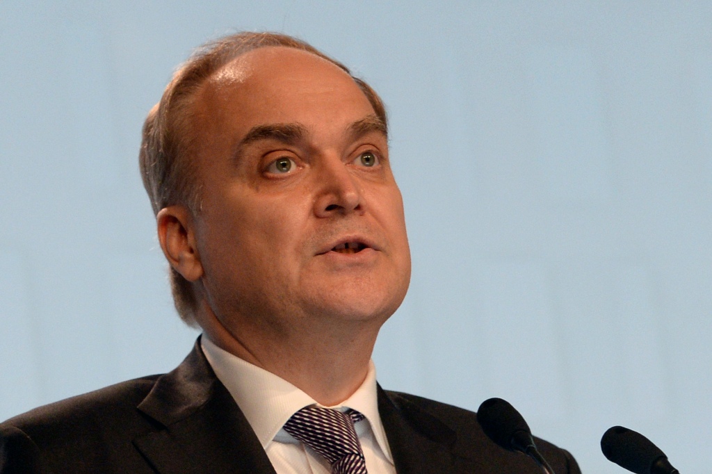 (FILES) This file photo taken on June 05, 2016 shows then Russia's Deputy Minister of Defence Anatoly Antonov speaking during plenary session at the 15th International Institute for Strategic Studies (IISS) Shangri-La Dialogue in Singapore. / AFP / ROSLAN