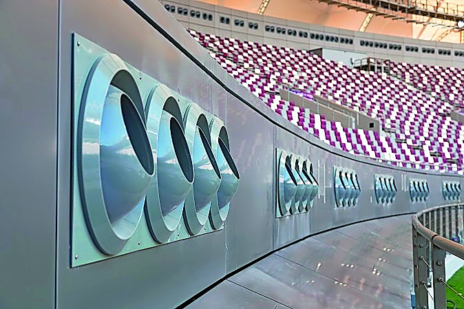 The indigenously developed plastic nozzles that are an integral part of Qatar’s stadium cooling technology. 